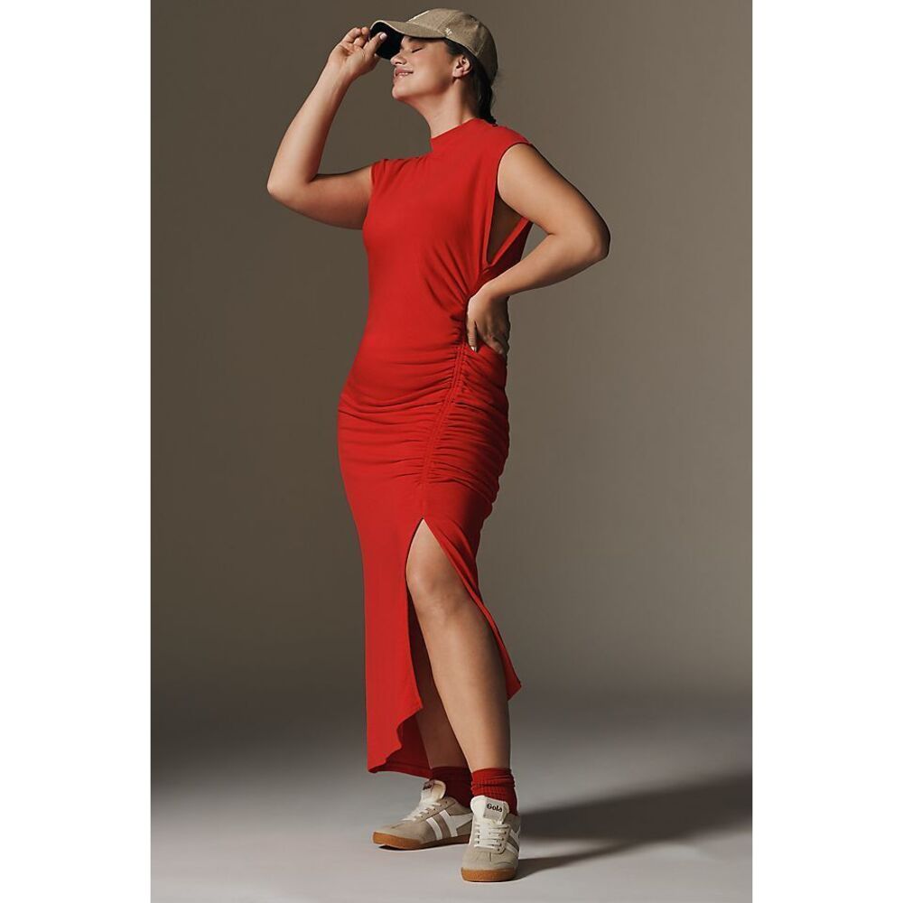 Daily Practice by Anthropologie Mock-Neck Ruched Midi Dress XL Petite NWT